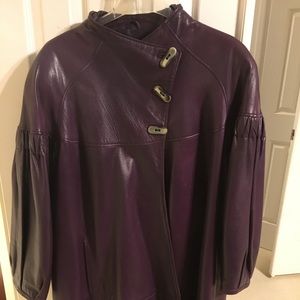 Maquette Vintage Plum Leather Swing Coat/Sz 8